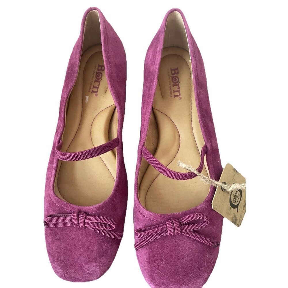 Born Women's Bley Mary Jane Flats Shoes w/tag in Raspberry Suede 7.5 new!